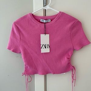 Zara hot pink crop top